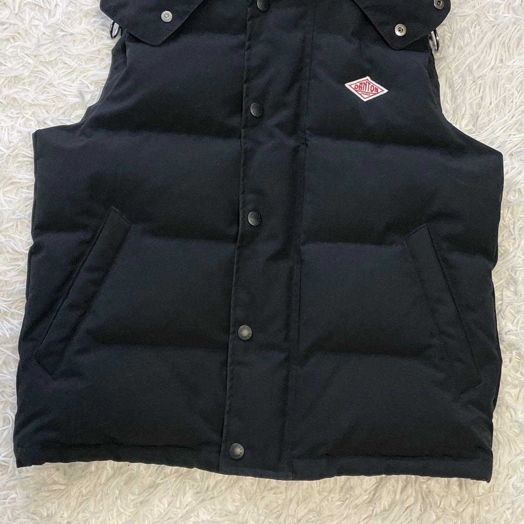 DANTON ダントン ダウンベスト フード ダブルジップ ブラック 36