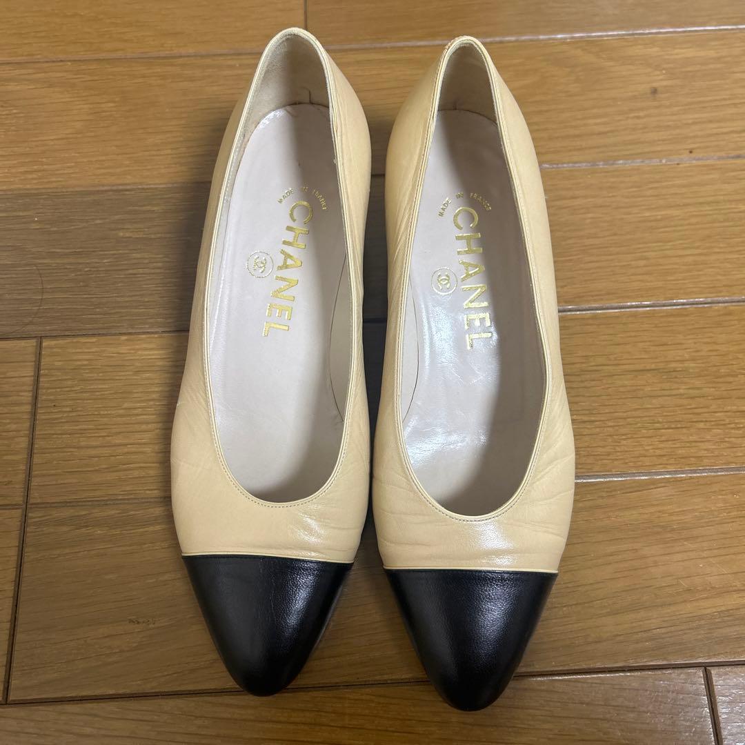 美品　CHANEL シャネル　ヴィンテージバイカラーパンプス