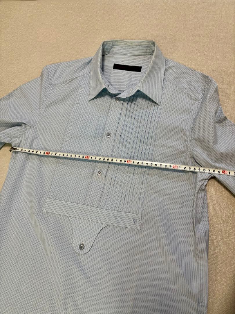 ストライプ 長袖シャツ フロントタック入り