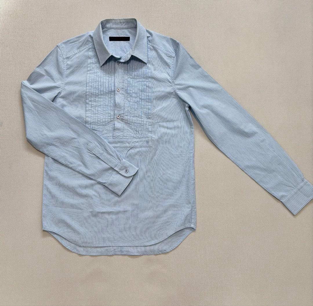ストライプ 長袖シャツ フロントタック入り