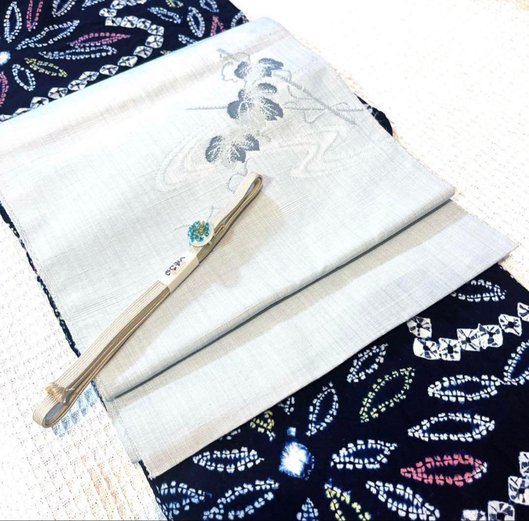 有松鳴海絞り 華やか 菊葉 手蜘蛛絞り 一部しつけ付き 手縫い濃紺 美品