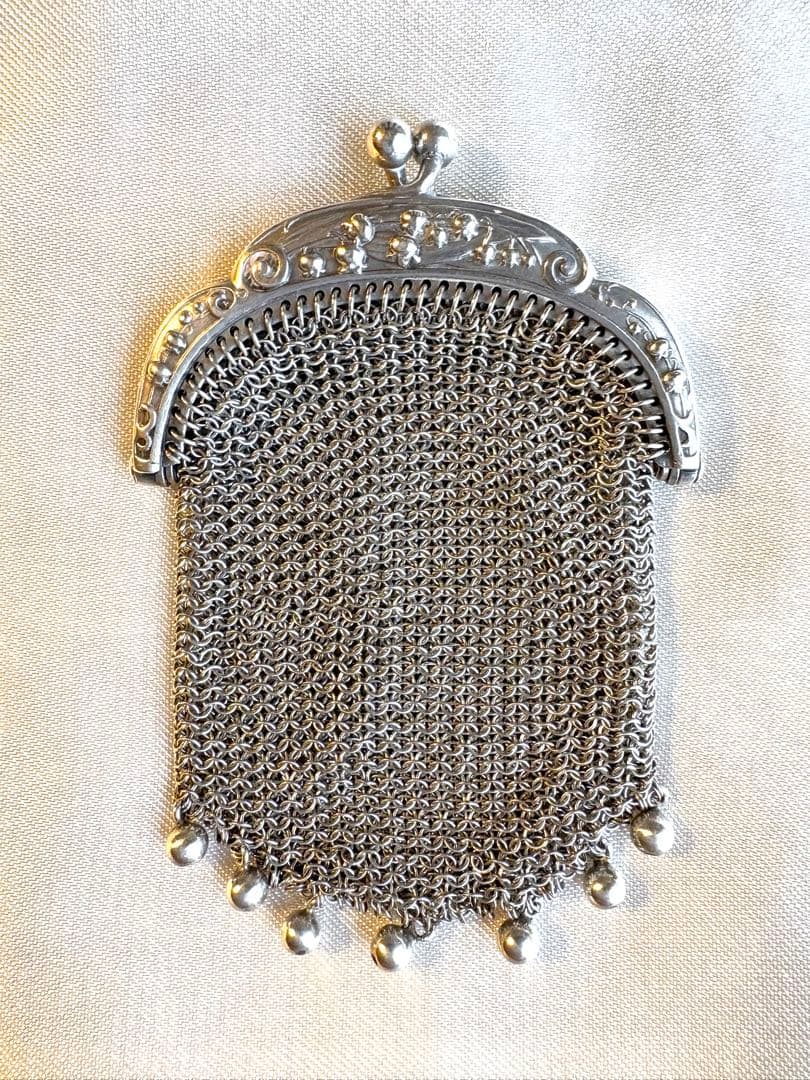 希少極美品　フランスアンティーク　鈴蘭　ミュゲ　パース　純銀　シャトレーン