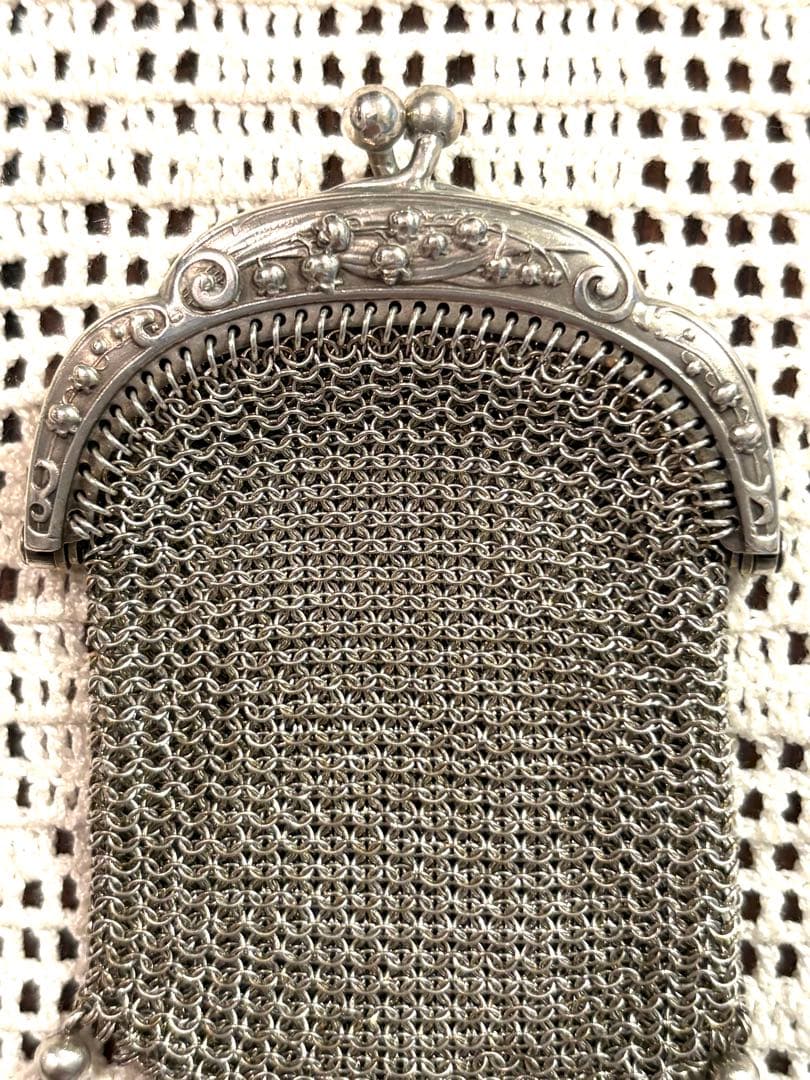 希少極美品　フランスアンティーク　鈴蘭　ミュゲ　パース　純銀　シャトレーン