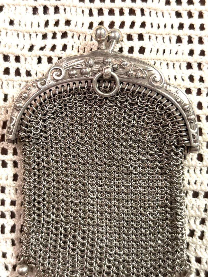 希少極美品　フランスアンティーク　鈴蘭　ミュゲ　パース　純銀　シャトレーン