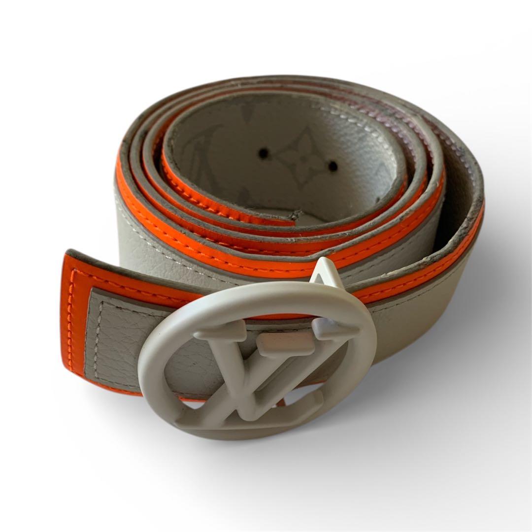 Louis Vuitton レザー ベルト グレー/オレンジ