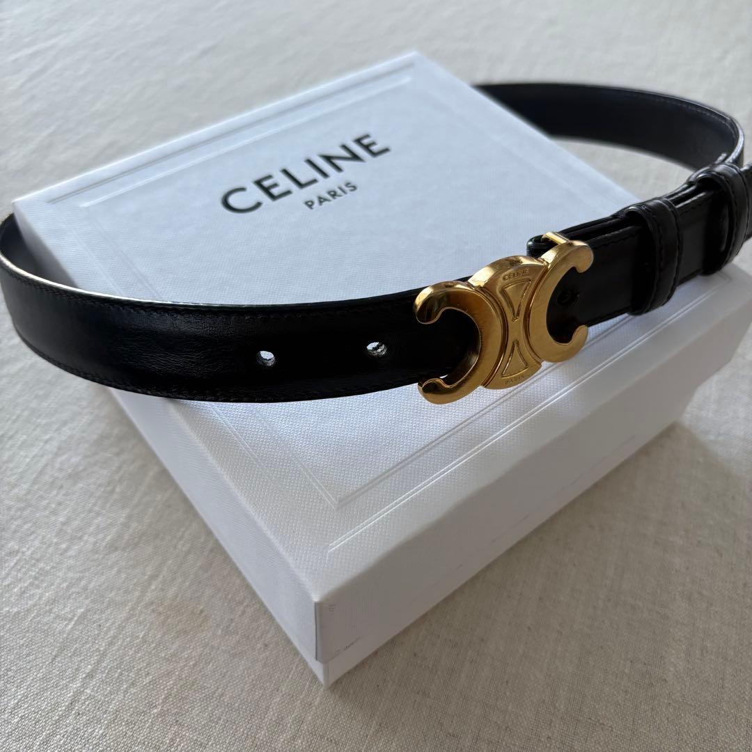 しっこ_CELINE セリーヌ スモール トリオンフ ベルト ブラック70