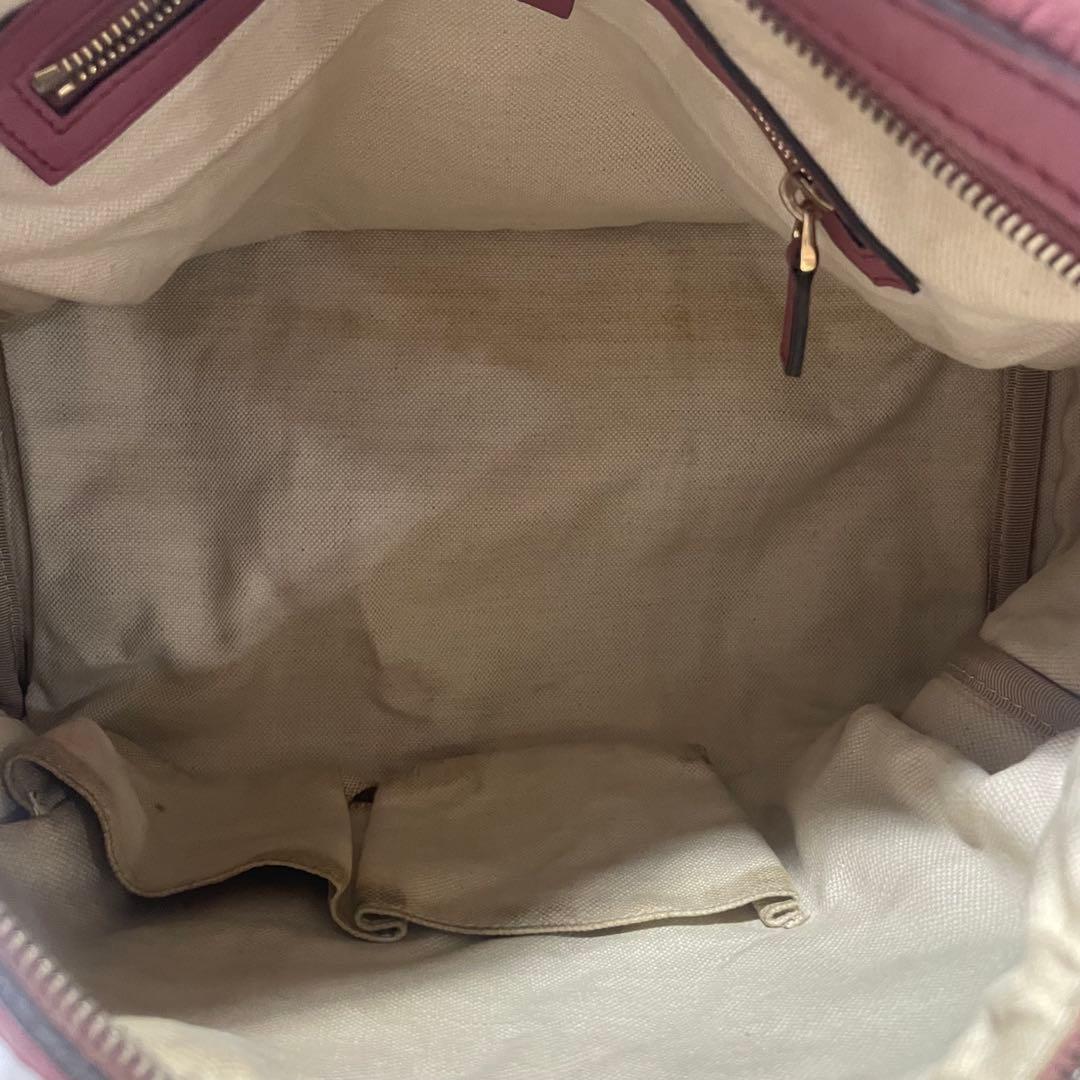 グッチ　GGシマ　レザー　ピンク　ボストンバッグ　ハンドバッグ