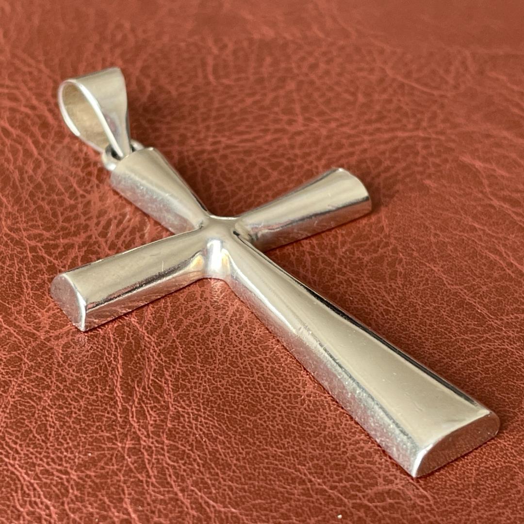 ビンテージ シルバー925 クロスネックレス メキシコ刻印 ペンダント重厚 希少