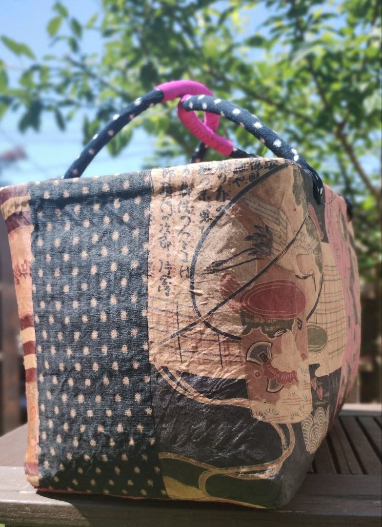 ゆみりん　一閑張りバッグ　大　浮世絵　渓斎英泉　花見　国芳　坂田怪童丸