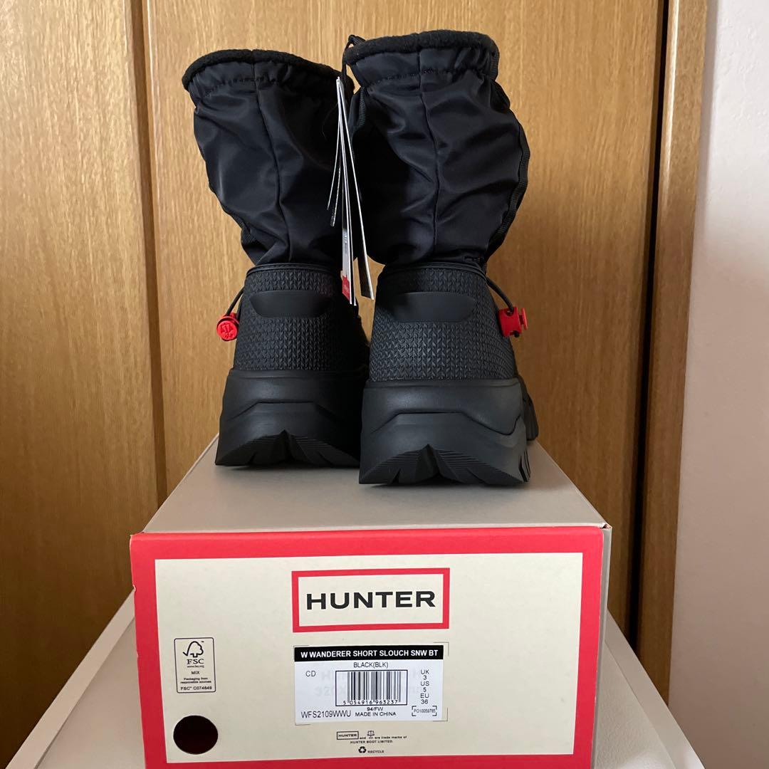 *HUNTER ハンター ショート丈スノーブーツ ブラック 22.5cm