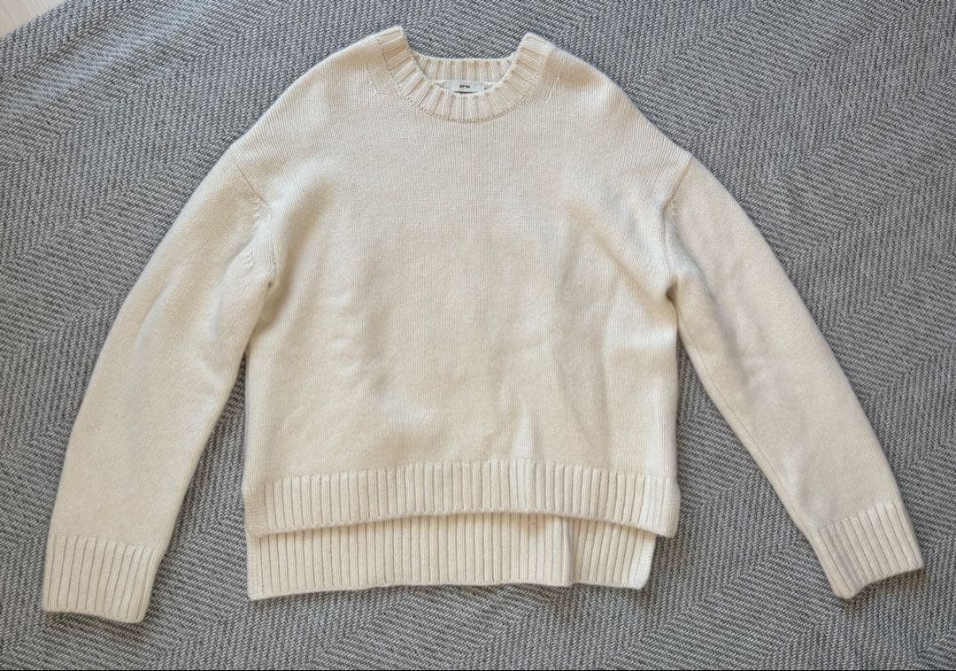 美品！ATON COOMA LAMBS WOOL | クルーネックセーターオフ白