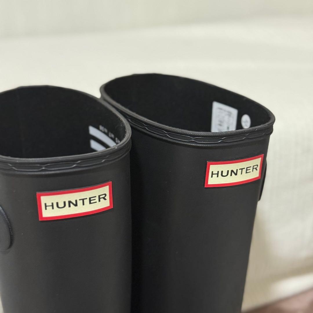【24㎝】HUNTER ロング レインブーツ 雨靴 ブラック 黒