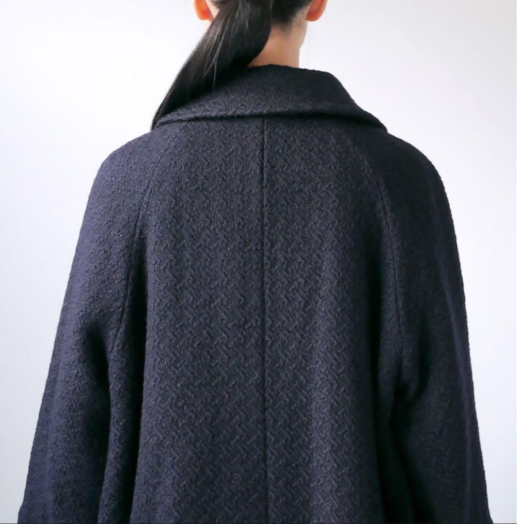 BLUEBLUEJAPAN【ユキフブキウール ダブルブレストハーフコート】 防寒
