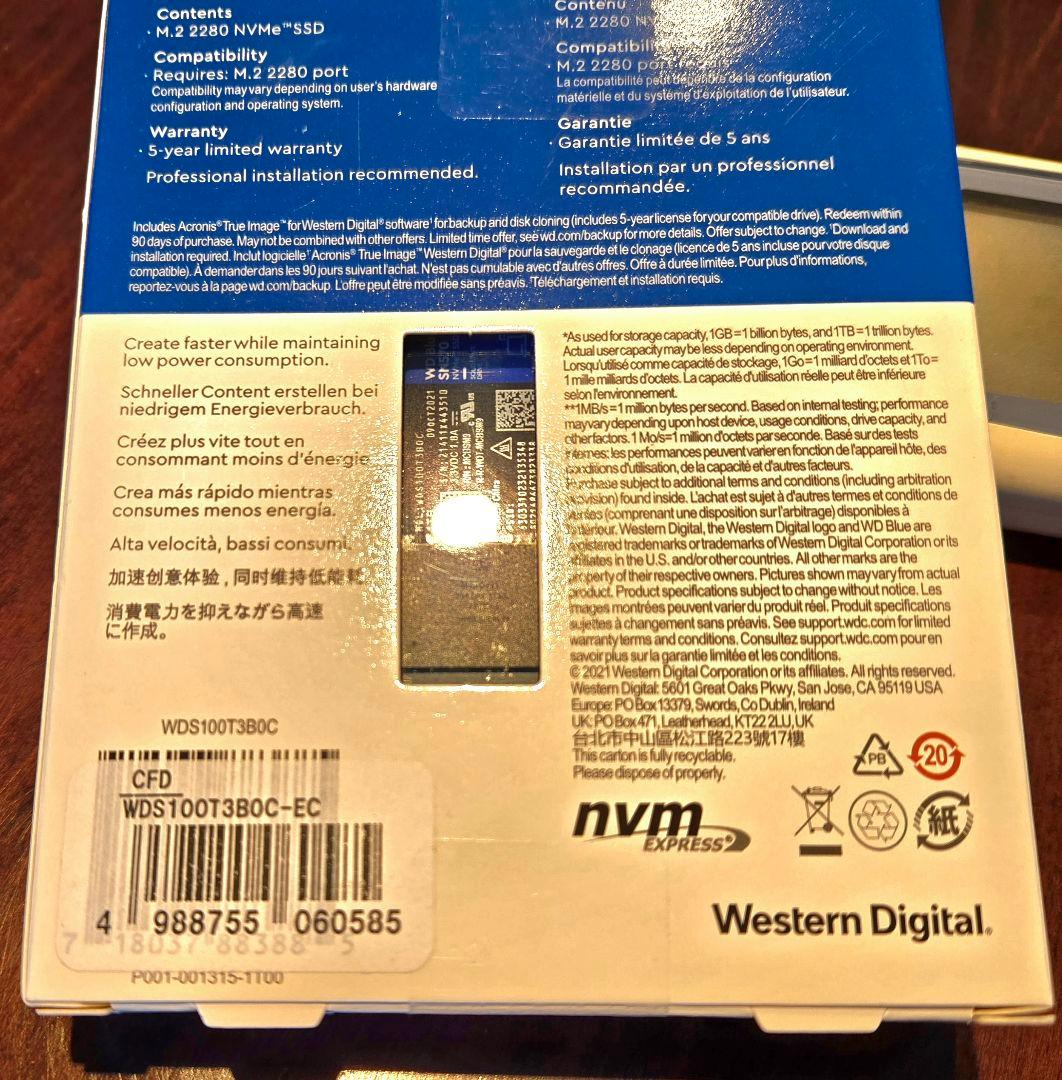 未開封品 WD Blue SN570 1TB NVMe SSD