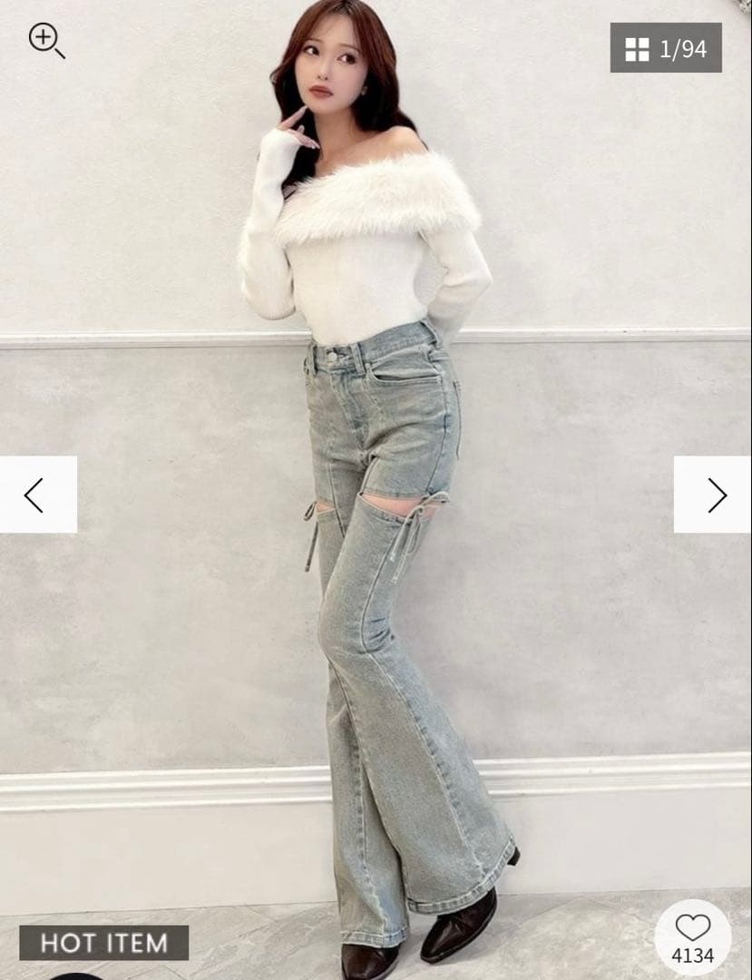 【新品】RESEXXY カットアウトデニムパンツ XS ライトブルー