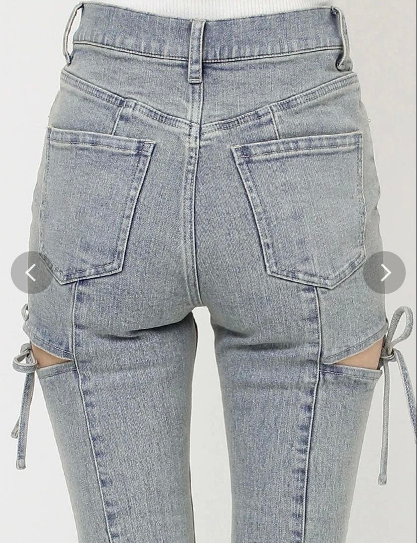 【新品】RESEXXY カットアウトデニムパンツ XS ライトブルー