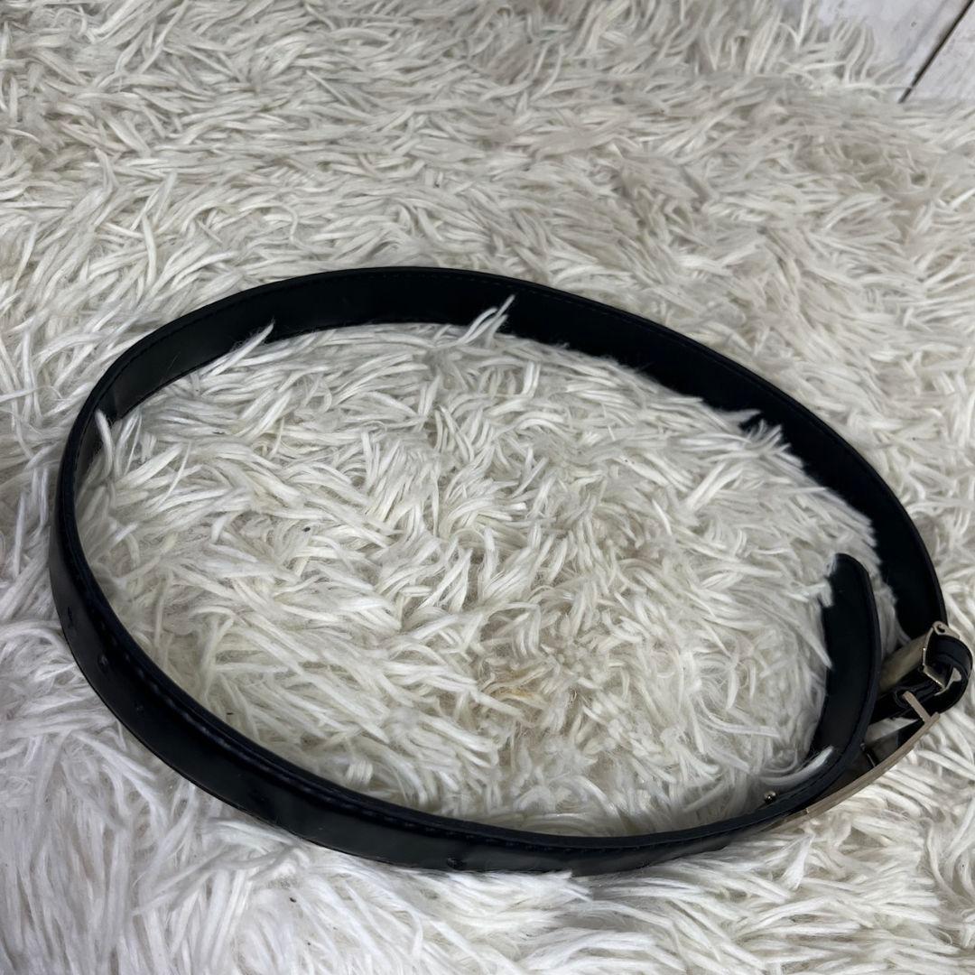 PRADA レザー　ベルト　ロゴ　シルバープレート　ブラック