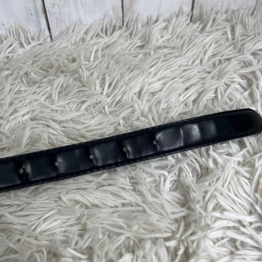 PRADA レザー　ベルト　ロゴ　シルバープレート　ブラック