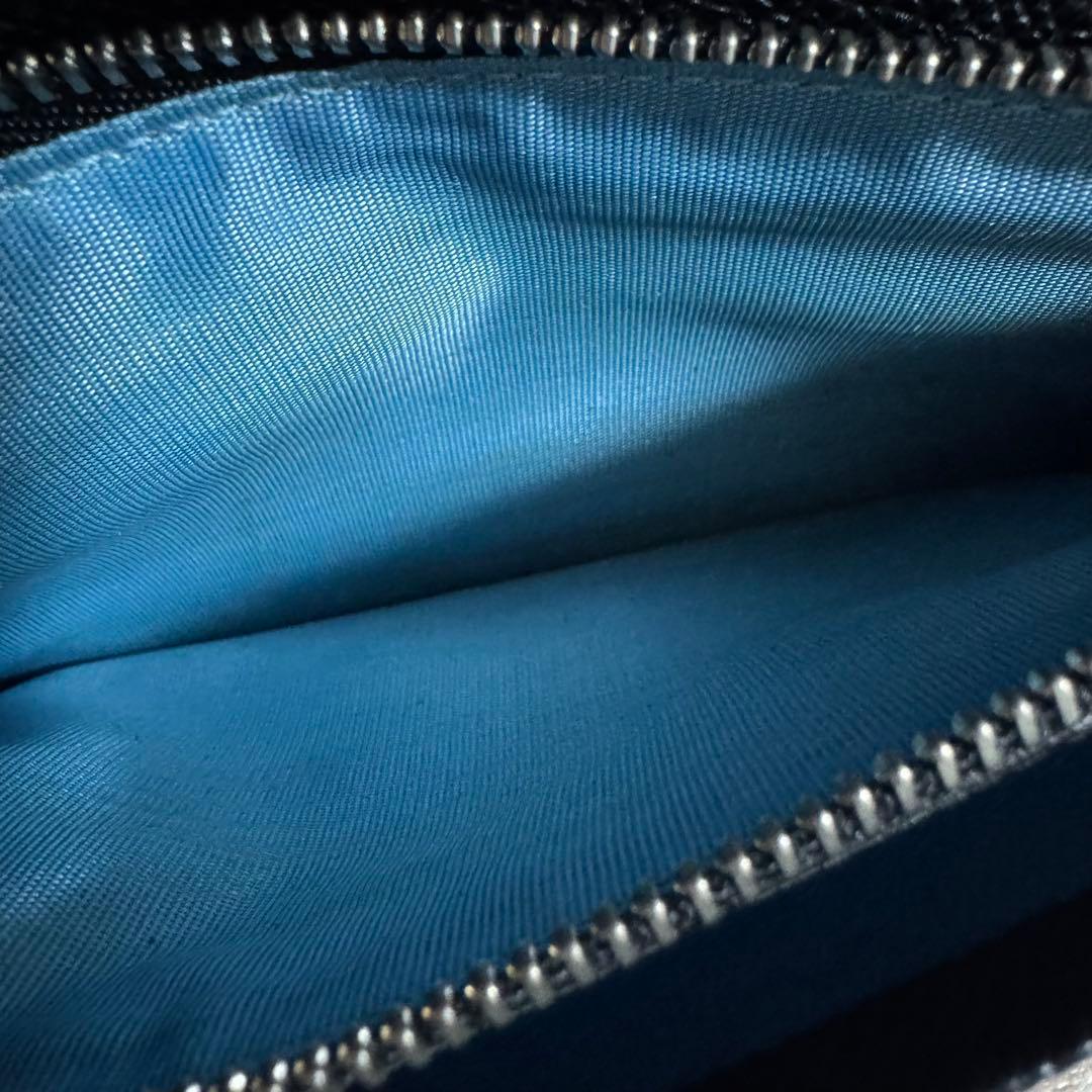 【ほぼ未使用】BVLGARI レザー 長財布 サークルロゴ ブラック ブルー