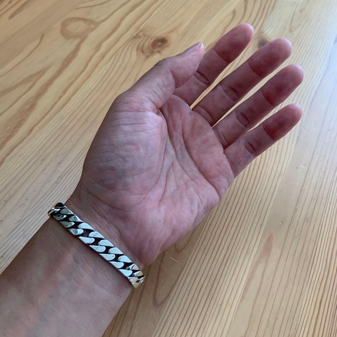 喜平チェーン ブレスレット シルバー925鑑定済 8mm×18cm キューバン