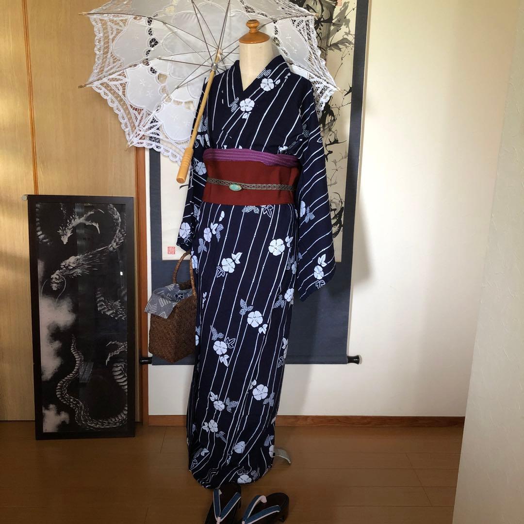 ☆にこ￼☆古風モダン＊朝顔と竹＊浴衣