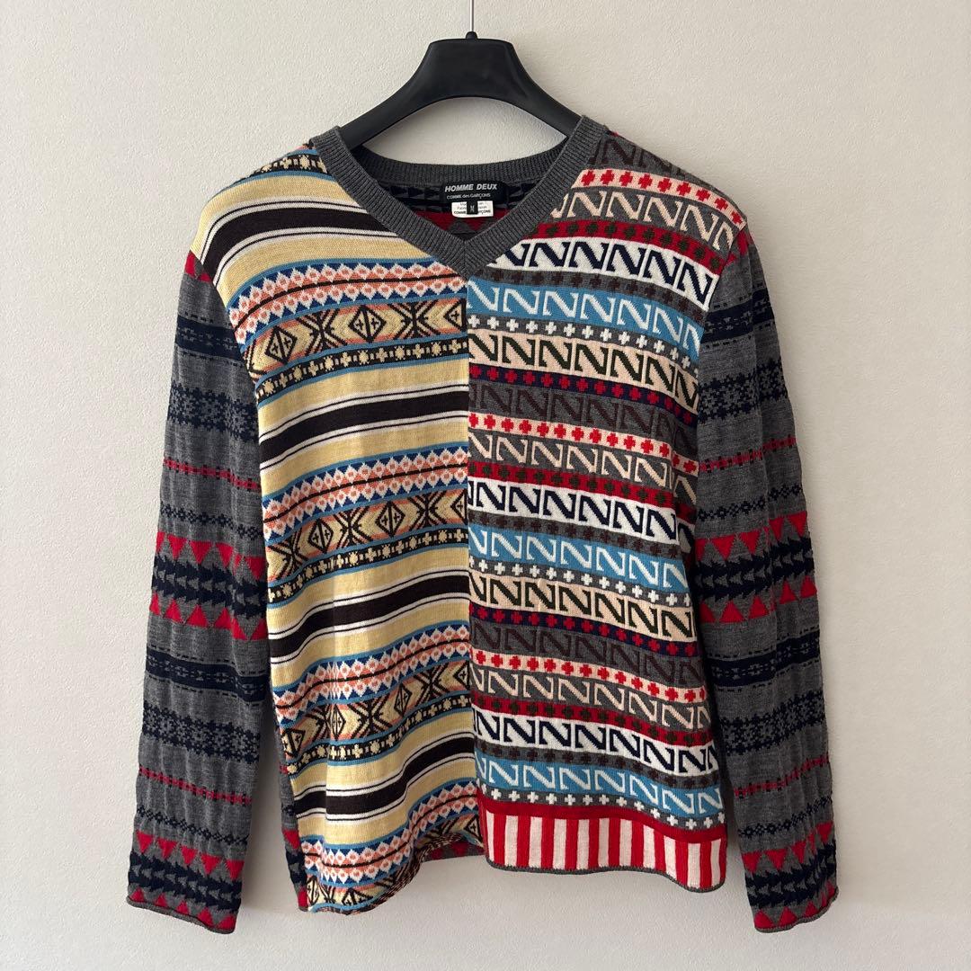 Mサイズ：コムデギャルソンオムドゥ AD2013 切替し セーター グレー