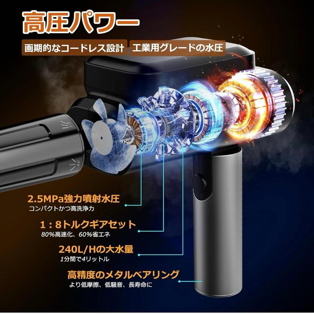 高圧洗浄機 ハンディ コンパクト コードレス USB-C充電式 洗浄 洗車 玄関