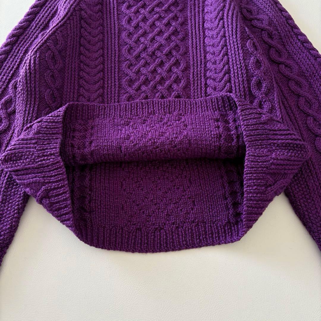 ■美品【茶タグ】INVERALLANケーブルニットセーターパープルレディースM