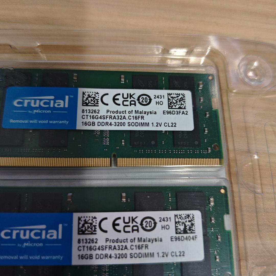 CRUCIAL製 DDR4 3200 新品 32GB PC4-25600@