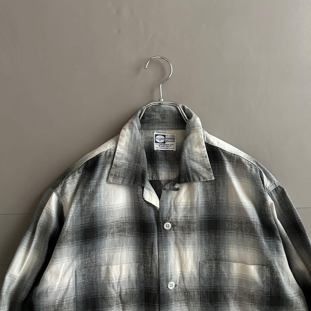Vintage 50s~ PILGRIM オンブレチェック オープンカラーシャツ