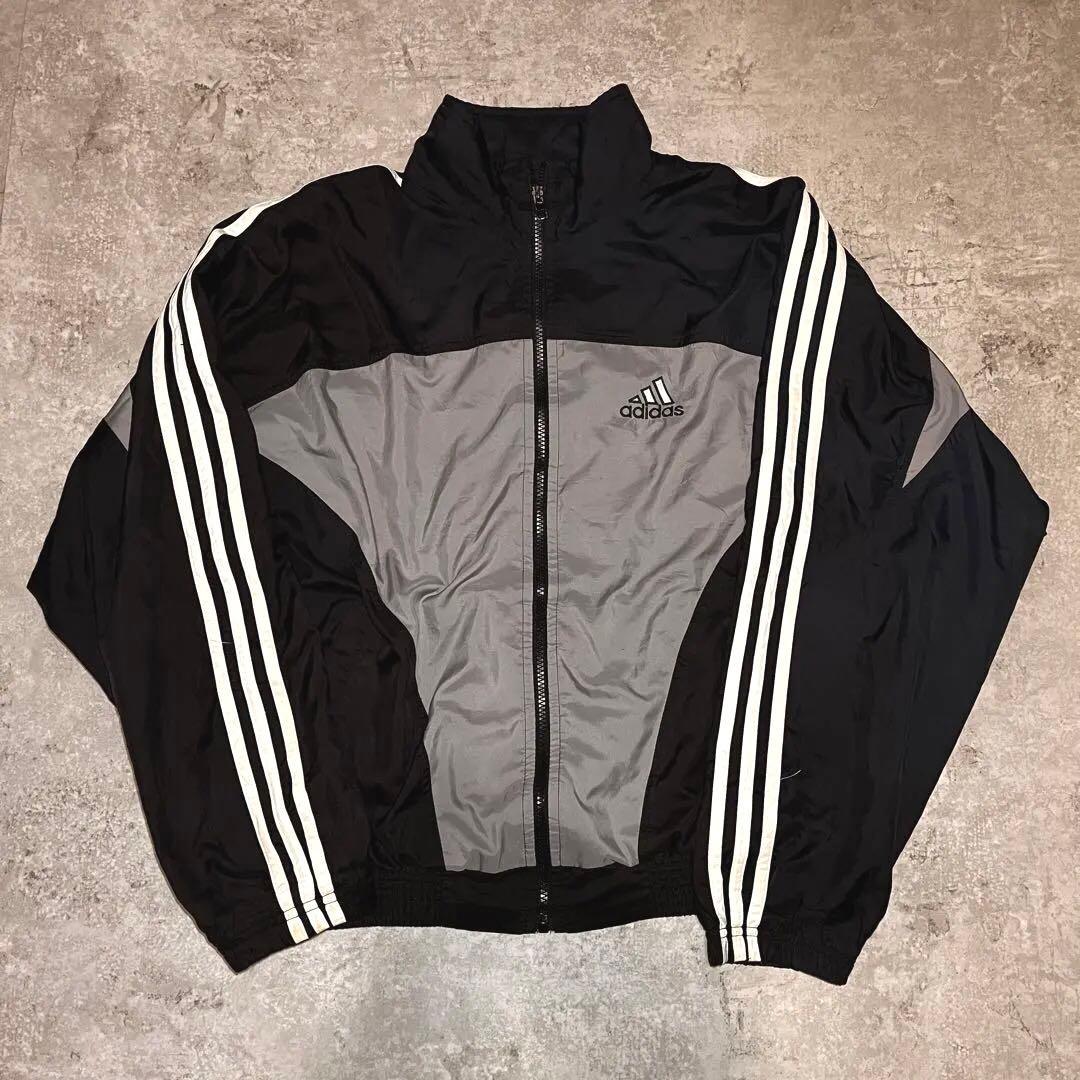 90s adidas トラックジャケット ナイロン トリプルライン 黒 希少