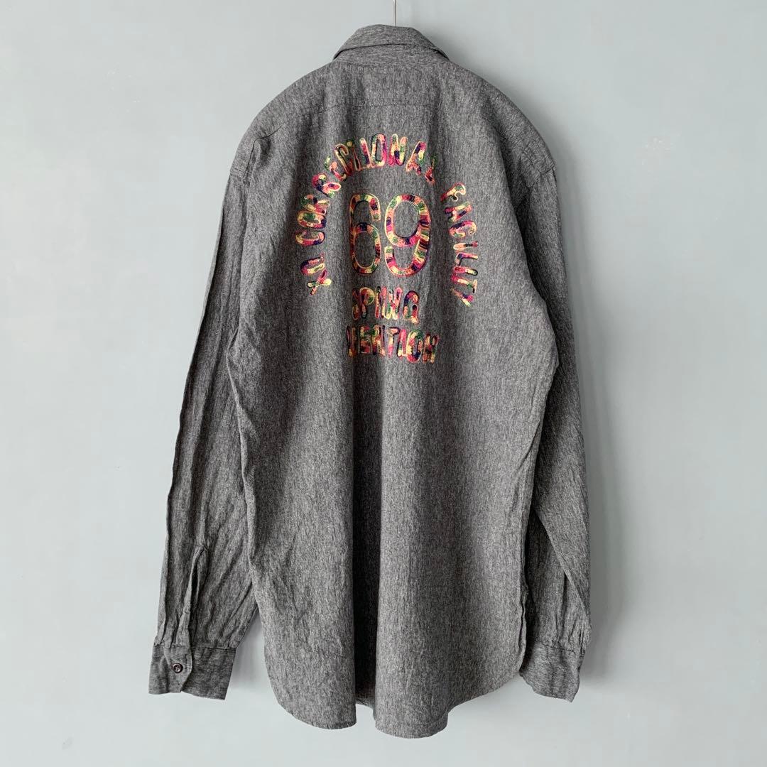 BIG SMITH ヴィンテージ 黒シャンブレーシャツ ビッグスミス 背中刺繍