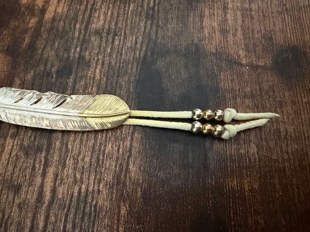 ★美品★先金フェザー 細角SET　金ホイールフック・ゴローズ革紐