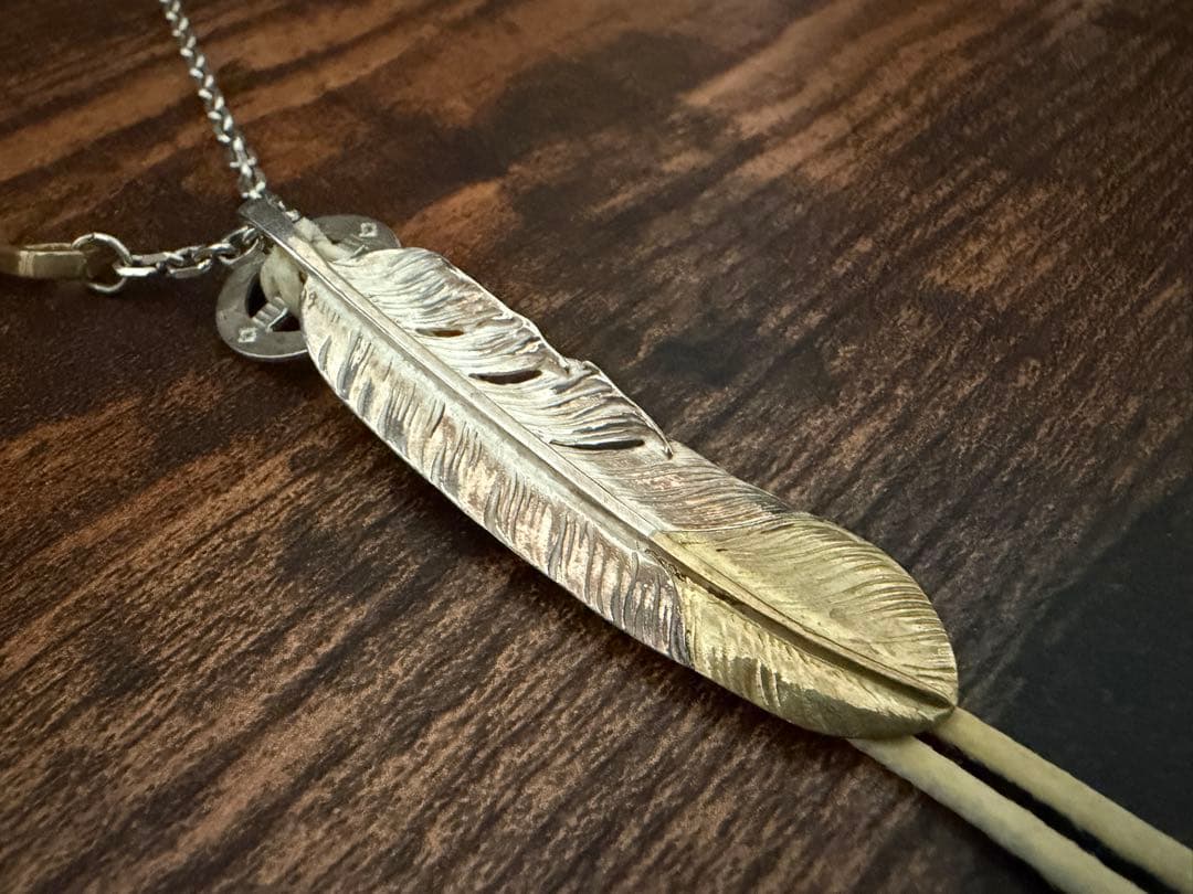 ★美品★先金フェザー 細角SET　金ホイールフック・ゴローズ革紐