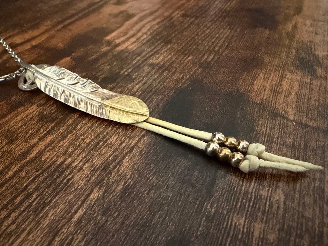 ★美品★先金フェザー 細角SET　金ホイールフック・ゴローズ革紐