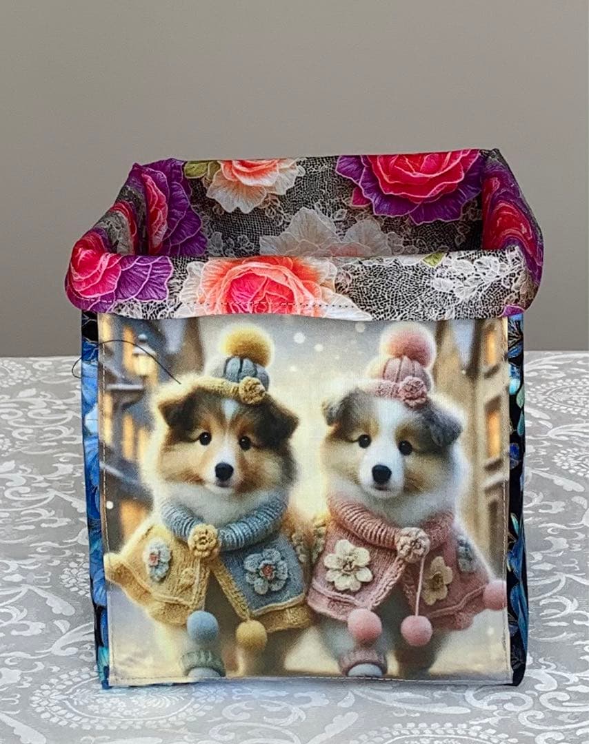 皇帝ダリア　わんこと仔猫　(片面パネル) トートバッグ