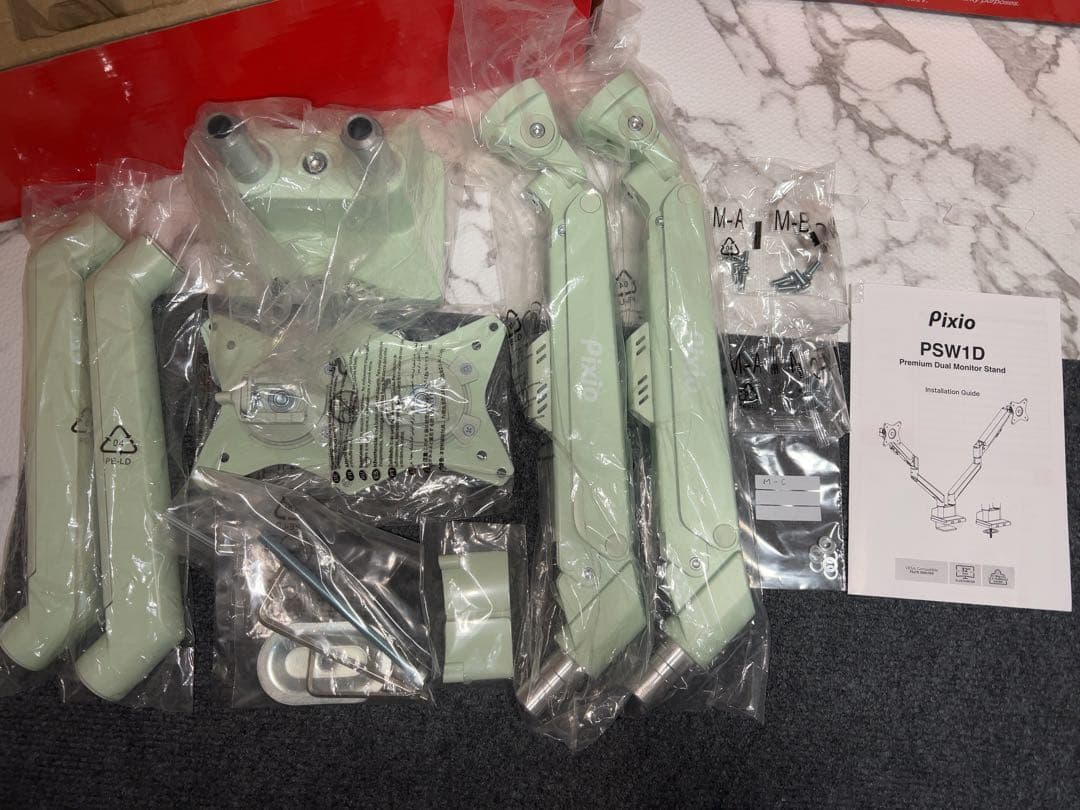Pixio PSW1D デュアルモニターアーム　ミントグリーン