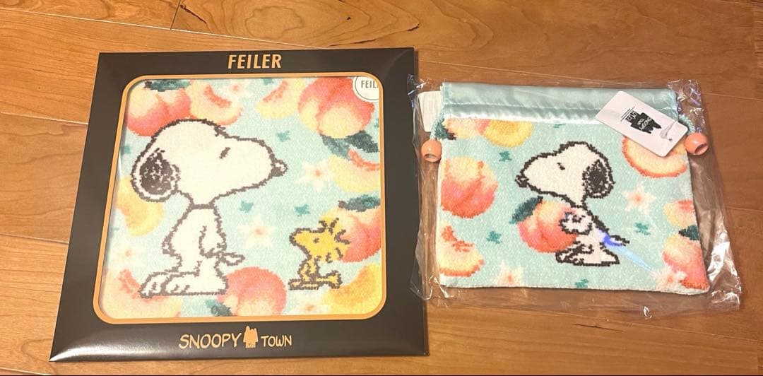 フェイラー　スヌーピー　ピーチ　ハンカチ・巾着