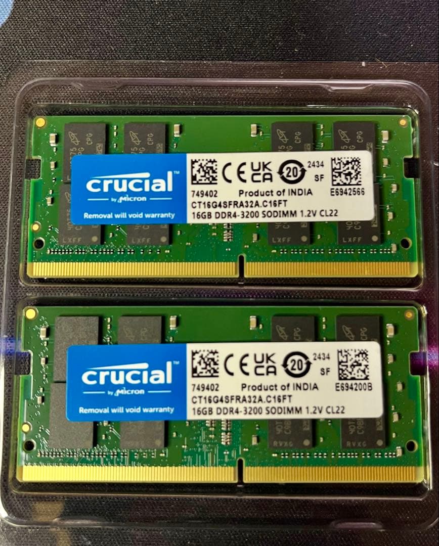 Crucial 16GB DDR4-3200 メモリー2枚セット32GB