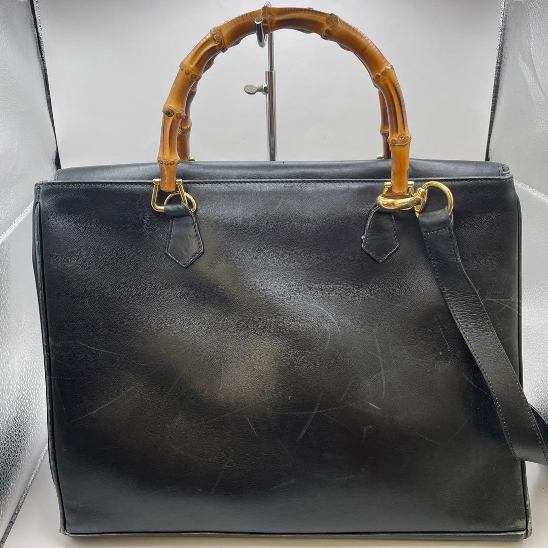 特価✨ GUCCI グッチ バンブー 2way トートバッグ ブラック レザー