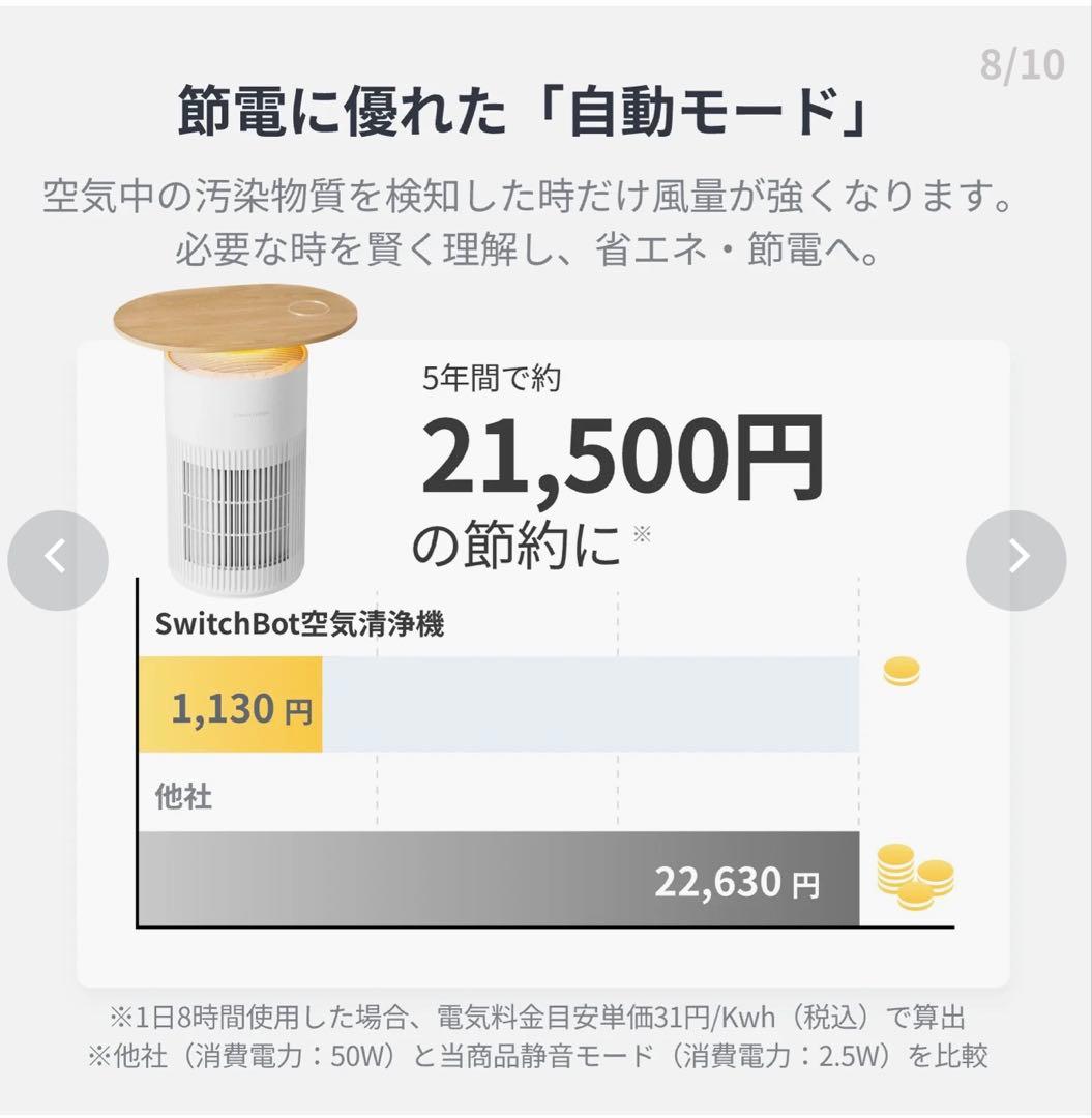 SwitchBot 空気清浄機 ウッド調テーブルトップ付き