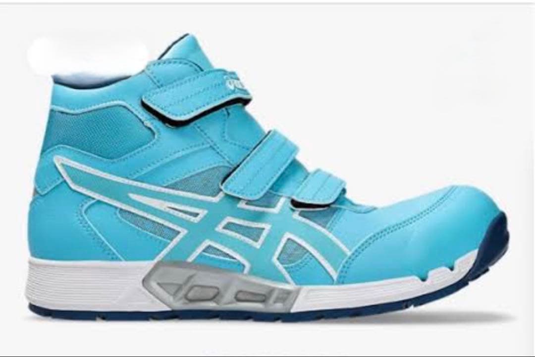 ASICS 水色 安全靴 ベルクロ