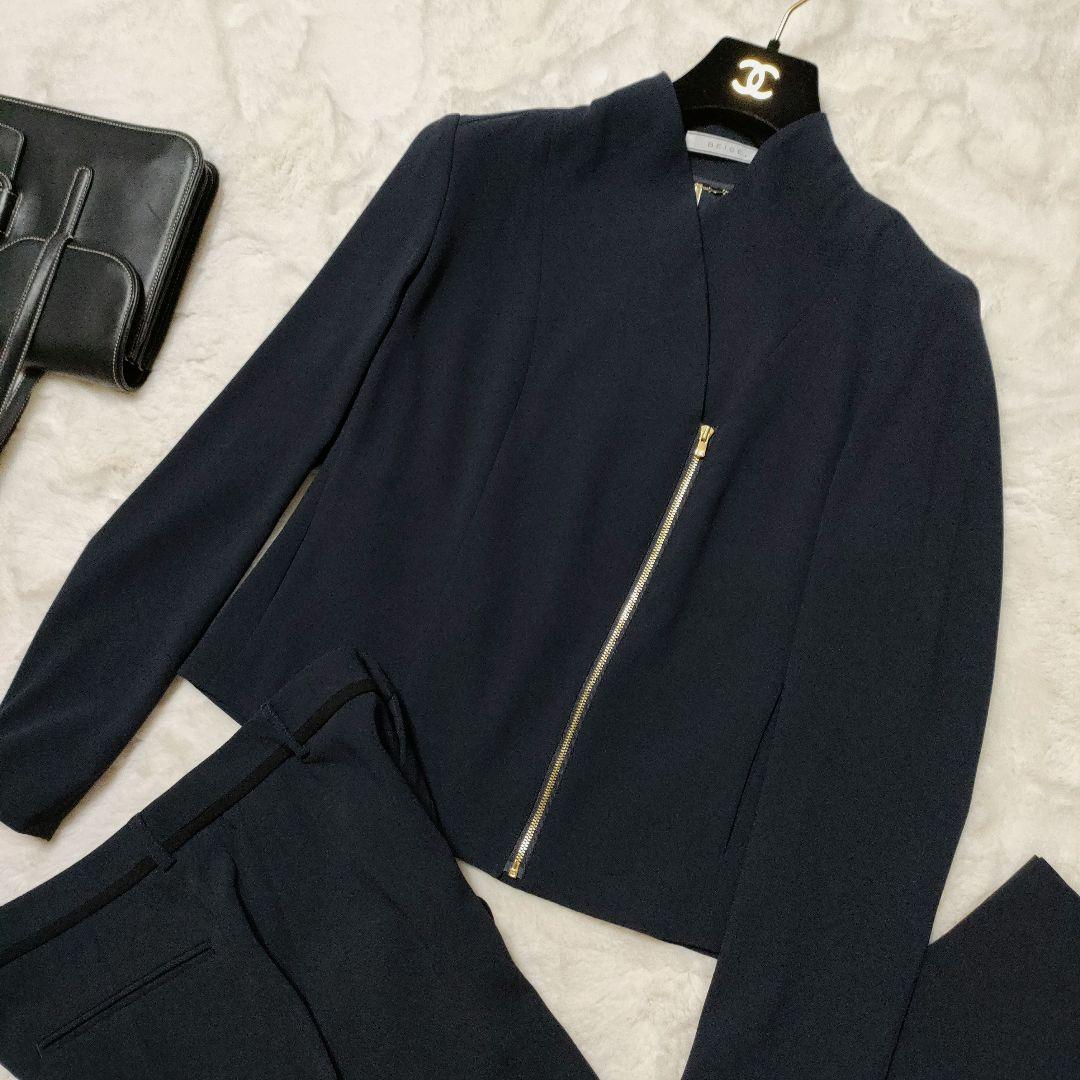 美品　beige, 　ベイジ　スーツ　セットアップ　ネイビー　ストレッチ