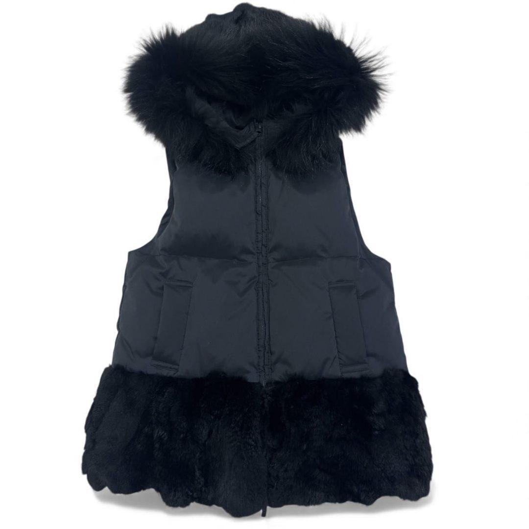 ダイアグラム　ダウンベスト　レッキス　ラビット　フード　脱着可能　ブラック　36