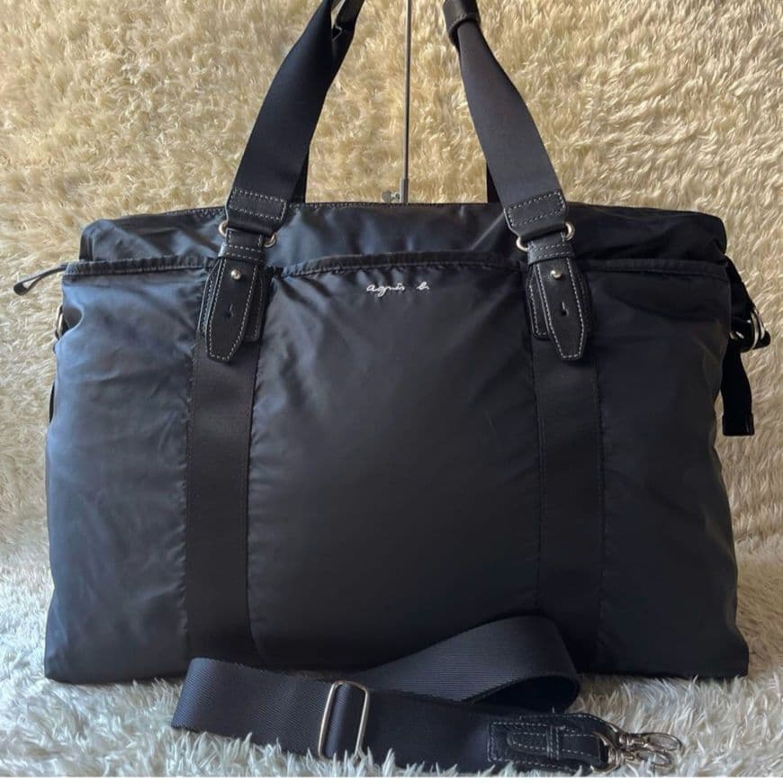agnesb アニエスベー 2way ボストンバッグ ロゴ刺繍　ナイロン 大容量