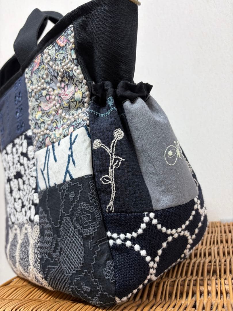 ミナペルホネン＊パッチギャザポケファスナートートLL✂️ハンドメイド