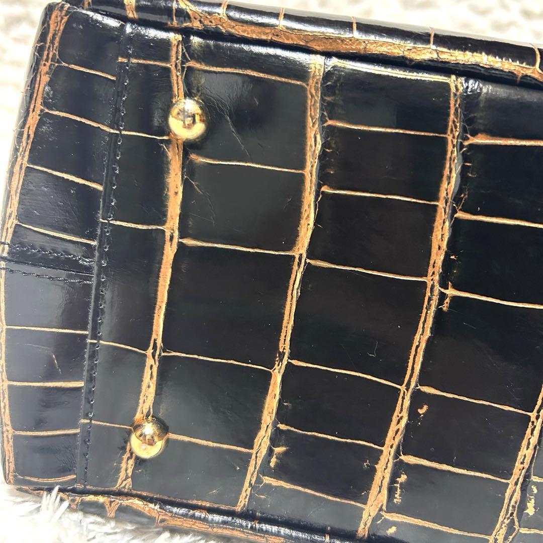 【美品】JRAタグ付 GRES リアル クロコダイル ハンドバッグ