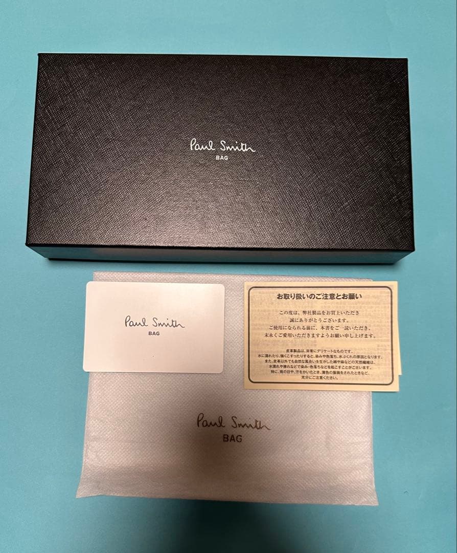 ポールスミス レザー 長財布 牛革 ブラック マルチカラー ストライプ