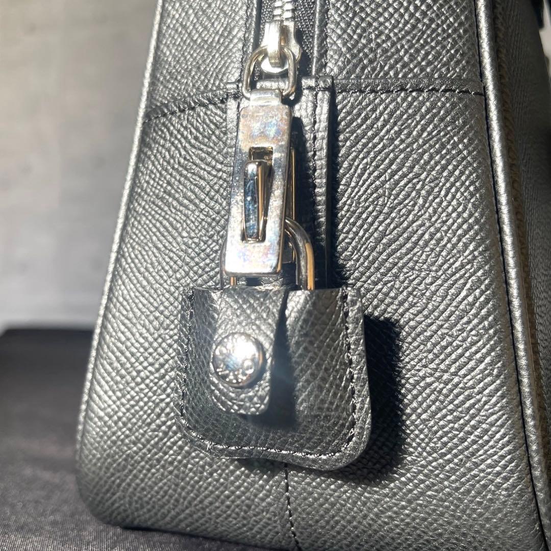 専用品WAKO 銀座和光 サフィアーノ ブラック シルバー金具ハンドバッグ