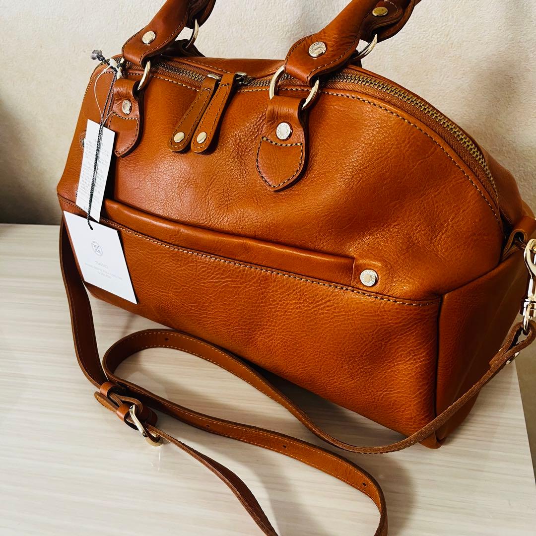 新品　russet 2way レザー ボストンバッグ　インナーバッグ付　オレンジ